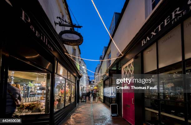 the lanes shopping in brighton at night - brighton lanes stock pictures, royalty-free photos & images