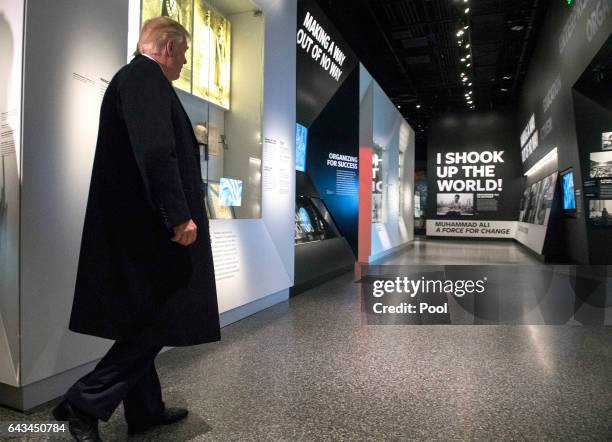 President Donald Trump tours the Smithsonian National Museum of African American History & Culture on February 21, 2017 in Washington, DC.