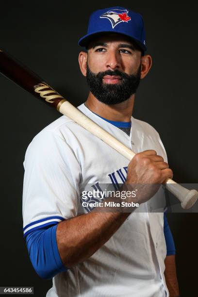 Jose Bautista of the Toronto Blue Jays poses for a portait during a MLB photo day at Florida Auto Exchange Stadium on February 21, 2017 in Sarasota,...