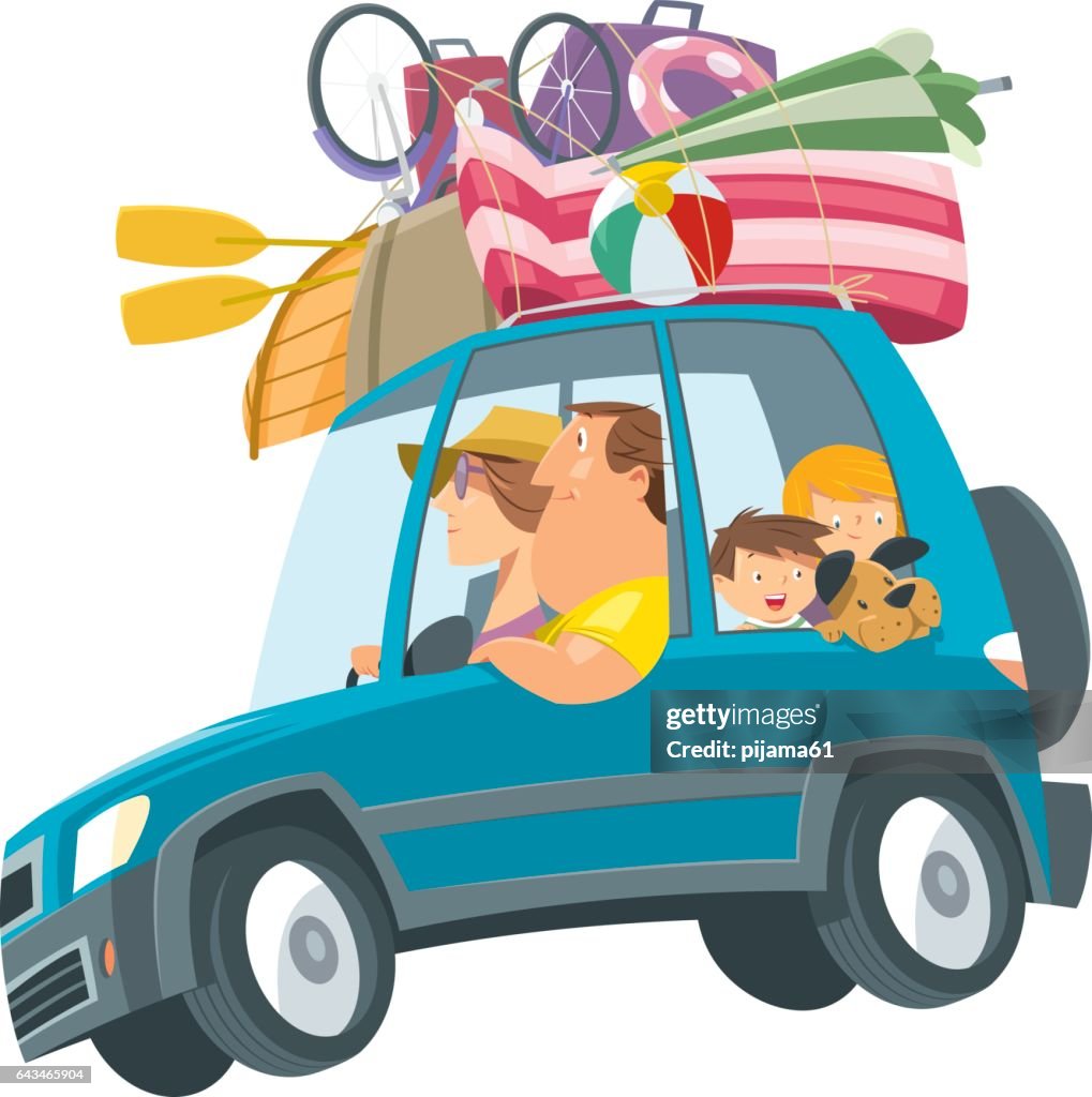 Family traveling with car