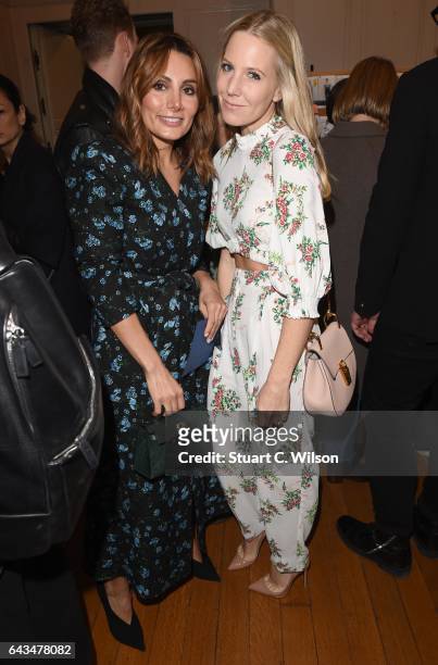 Narmina Marandi and Alice Naylor-Leyland attend the Emilia Wickstead AW17 catwalk show at The College on February 18, 2017 in London, England.