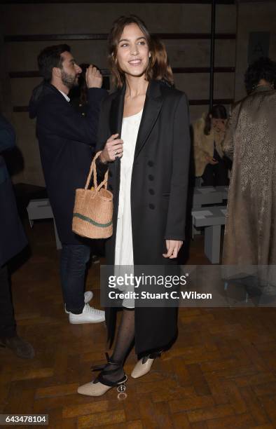 Alexa Chung attends the Emilia Wickstead AW17 catwalk show at The College on February 18, 2017 in London, England.