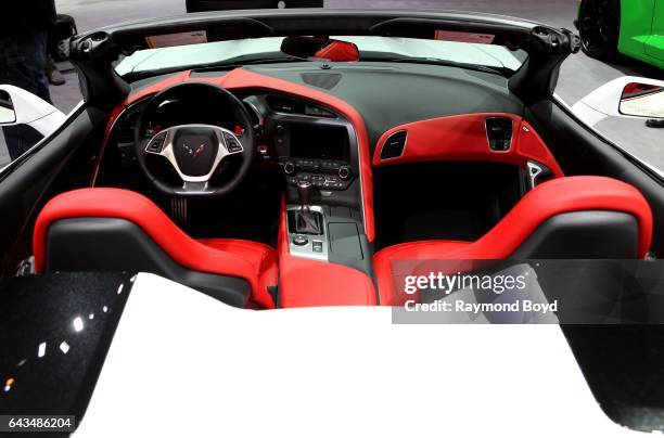 Chevrolet Corvette Stingray Convertible interior is on display at the 109th Annual Chicago Auto Show at McCormick Place in Chicago, Illinois on...