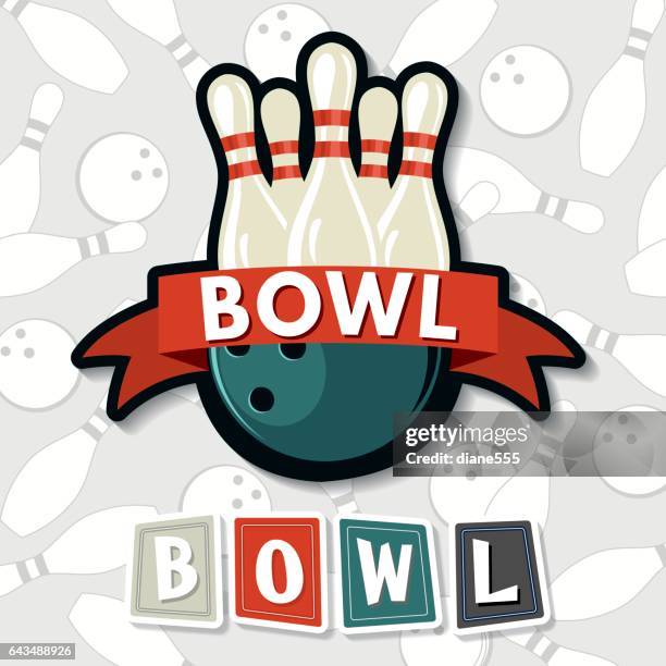 retro style bowling elements - bowling pin stock illustrations