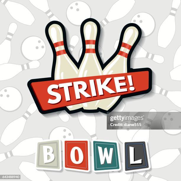 retro style bowling elements - retro bowling alley stock illustrations