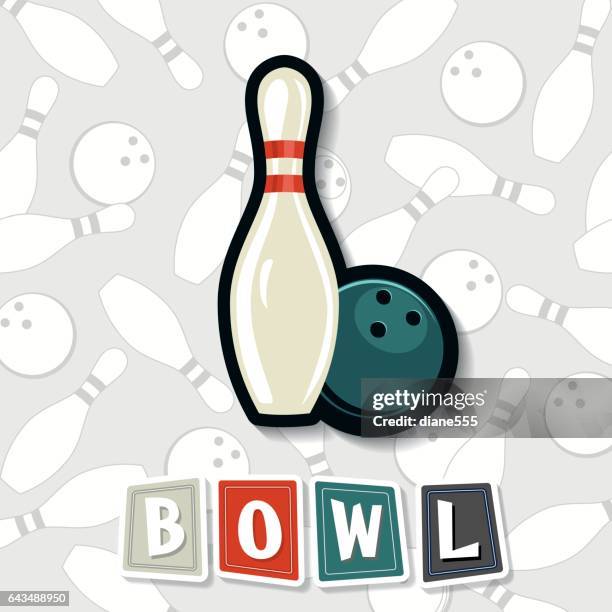 retro style bowling elements - bowling pin stock illustrations