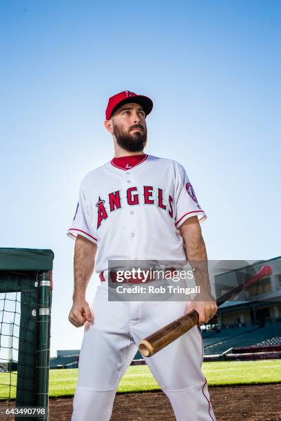 Dustin Ackley of the Los Angeles Angels of Anaheim poses for a portrait during Angels Photo Day at Tempe Diablo Stadium on February 21, 2017 in...