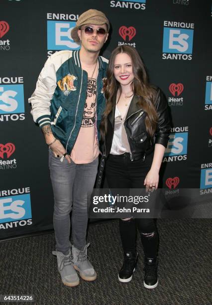 Jesse Eduardo Huerta Uecke and Tirzah Joy Huerta Uecke of Jesse y Joy visit Enrique Santos Show On Tu94.9 I Heart Latino on February 21, 2017 in...