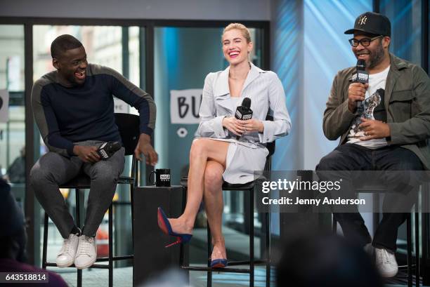 Daniel Kaluuya, Allison Williams and Jordan Peele attend AOL Build Series to discuss their film "Get Out" at Build Studio on February 21, 2017 in New...