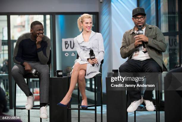 Daniel Kaluuya, Allison Williams and Jordan Peele attend AOL Build Series to discuss their film "Get Out" at Build Studio on February 21, 2017 in New...