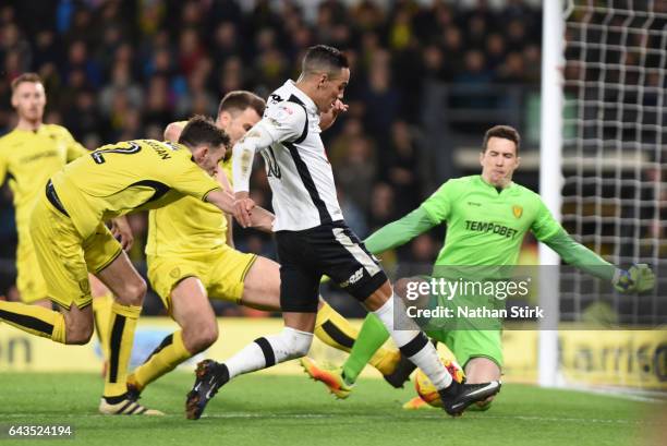 Derby, ENGLANDTom Ince of Derby County is denied by Jon McLaughlin of Burton Albion iduring the Sky Bet Championship match between Derby County and...