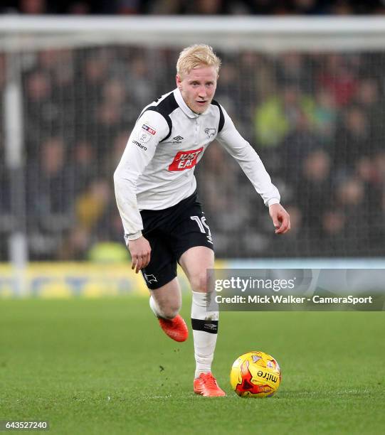 Derby County's Will Hughes during the Sky Bet Championship match between Derby County and Burton Albion at iPro Stadium on February 21, 2017 in...