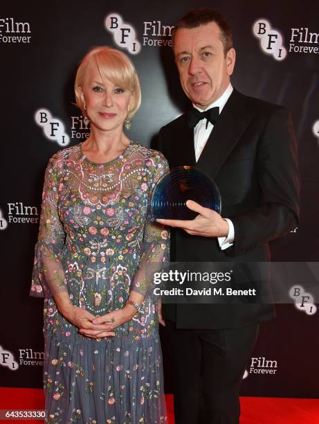 Helen Mirren and Peter Morgan attend the annual BFI Chairman's Dinner honouring Peter Morgan with the BFI Fellowship at Claridge's Hotel on February...