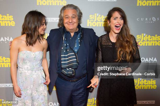 Actress Alice Belaidi, actor Christian Clavier and Director and actress Audrey Dana attend the "Si J'Etais Un Homme" : Paris Premiere at Cinema...