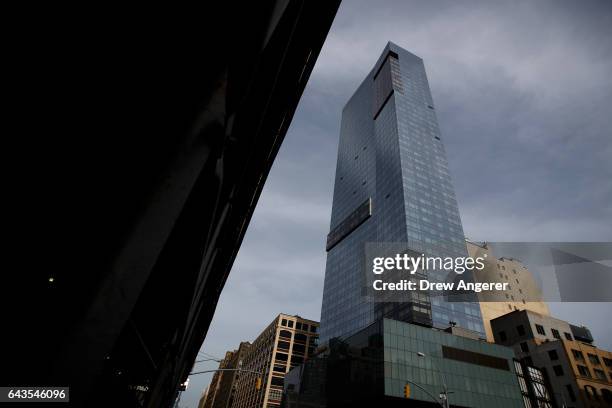 View of the Trump SoHo hotel condominium building, February 21, 2017 in New York City. The development of Trump SoHo, completed in 2010, was...