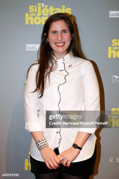 Actress of the movie Josephine Drai attends the "Si j'etais un Homme" : Paris Premiere at Cinema Gaumont Opera on February 21, 2017 in Paris, France.