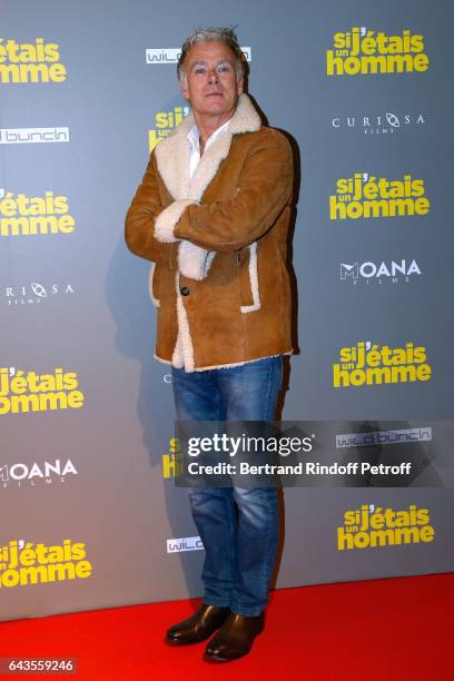 Actor Franck Dubosc attends the "Si j'etais un Homme" : Paris Premiere at Cinema Gaumont Opera on February 21, 2017 in Paris, France.