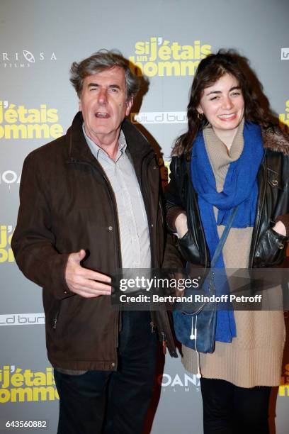 Bernard Menez and Romy Trajman attend the "Si j'etais un Homme" : Paris Premiere at Cinema Gaumont Opera on February 21, 2017 in Paris, France.