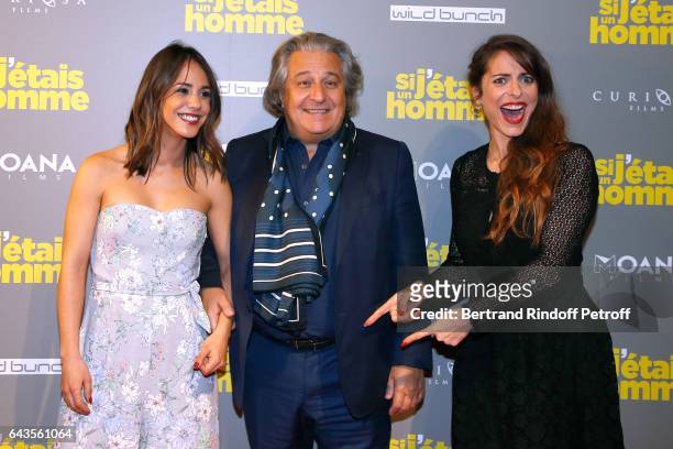 Actors of the movie Alice Belaidi, Christian Clavier and Director of the movie Audrey Dana attend the "Si j'etais un Homme" : Paris Premiere at...