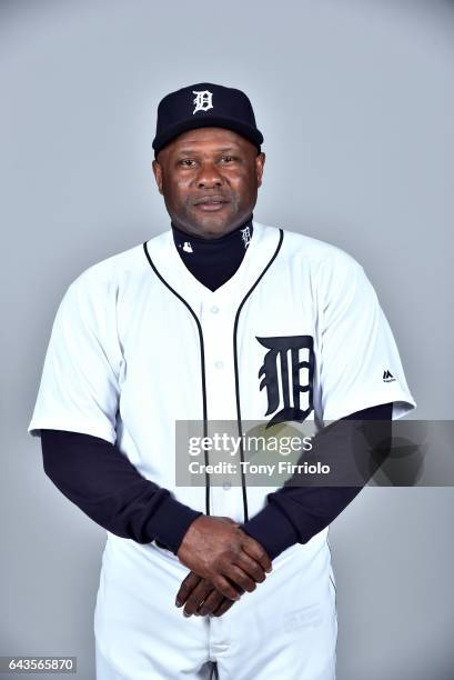 Lloyd McClendon of the Detroit Tigers poses during Photo Day on Sunday, February 19, 2017 at Publix Field at Joker Marchant Stadium in Lakeland,...