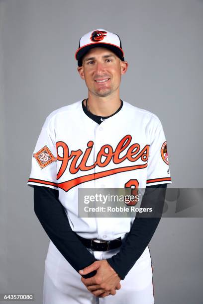 Ryan Flaherty of the Baltimore Orioles poses during Photo Day on Monday, February 20, 2017 at Ed Smith Stadium in Sarasota, Florida.