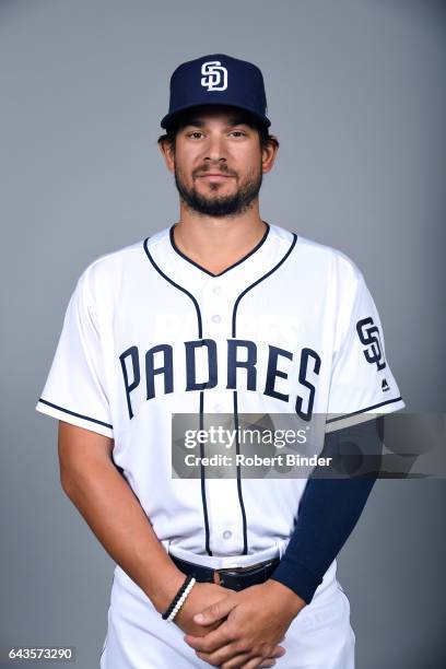 Brad Hand of the San Diego Padres poses during Photo Day on Sunday, February 19, 2017 at Peoria Stadium in Peoria, Arizona.