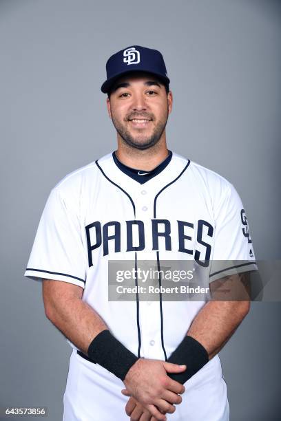 Tony Cruz of the San Diego Padres poses during Photo Day on Sunday, February 19, 2017 at Peoria Stadium in Peoria, Arizona.