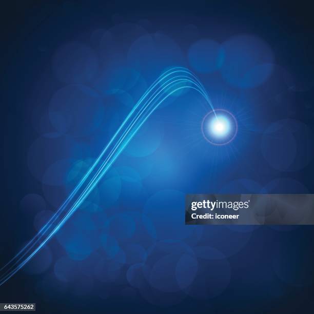 light wave on blue space background with glow light - long exposure stars stock illustrations