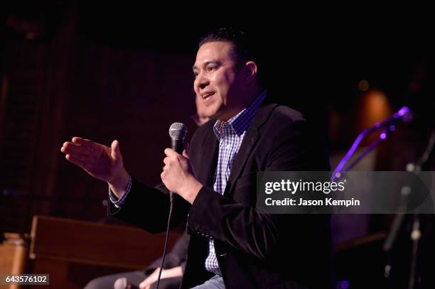 Tequila Herradura Global Brand Manager Jesus 'Chuy' Martinez speaks onstage during Tequila Herradura premieres 'Luck Is Earned' on National Margarita...