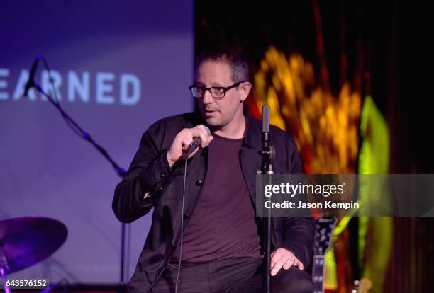 Moderator John McCarthy speaks onstage during Tequila Herradura premieres 'Luck Is Earned' on National Margarita Day eve featuring a live performance...