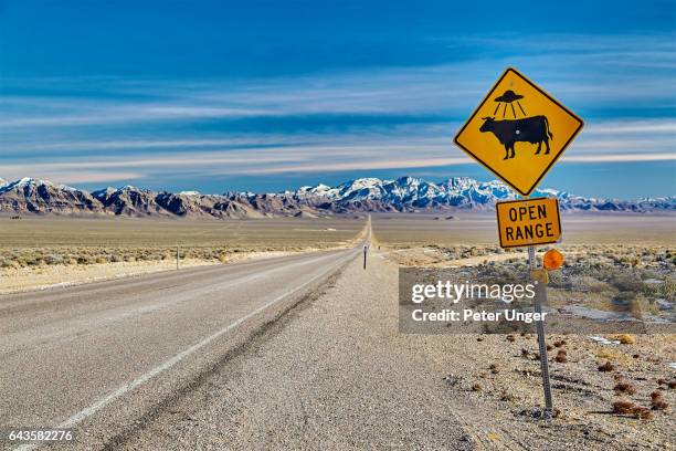 highway 375 also know as the extraterrestrial highway,nevada,usa - highway sign stock pictures, royalty-free photos & images