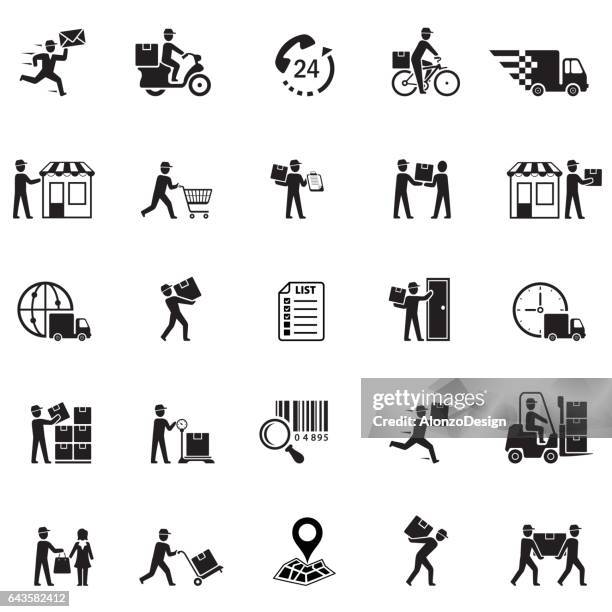 illustrations, cliparts, dessins animés et icônes de icônes de livraison - picto porte