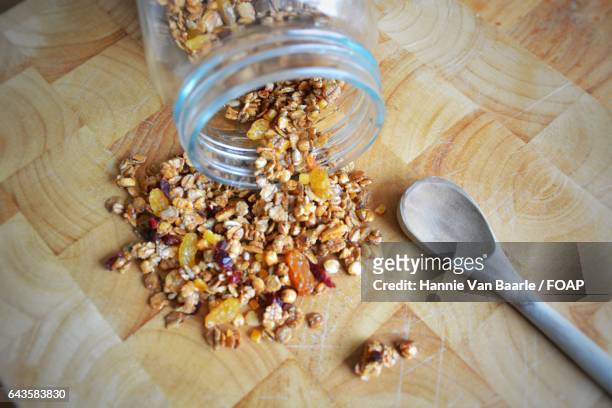 close-up of granola - hannie van baarle stock pictures, royalty-free photos & images