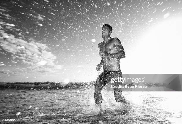 Austalian Ironman Athlete Kendrick Louis poses during a portrait session at Manly Beach on February 22, 2017 in Sydney, Australia.