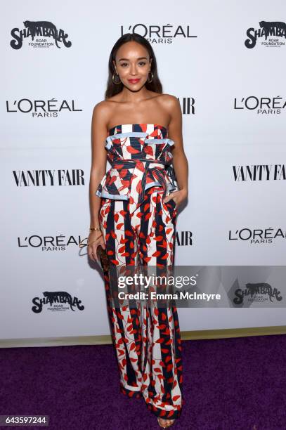 Actor Ashley Madekwe attends Vanity Fair and L'Oreal Paris Toast to Young Hollywood hosted by Dakota Johnson and Krista Smith at Delilah on February...
