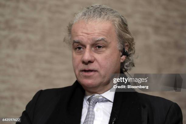 Christopher Wood, equity strategist at CLSA Ltd., speaks during a Bloomberg Television interview at the 14th CLSA Japan Forum in Tokyo, Japan, on...