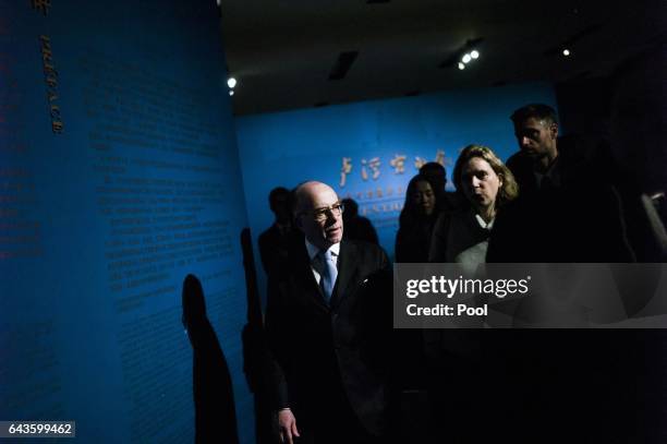 French Prime Minister Bernard Cazeneuve visits the French Louvres exhibition at the National Museum in Beijing on February 22, 2017. Cazeneuve is on...