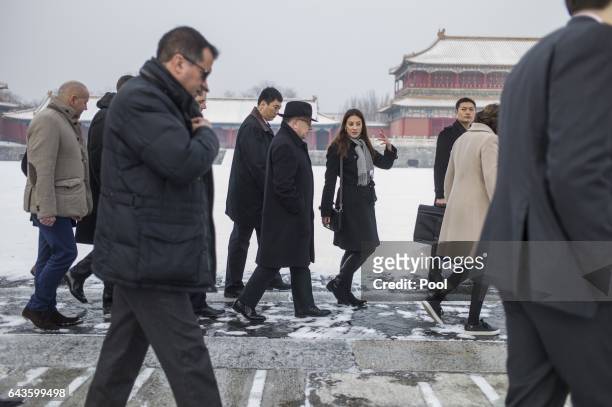 French Prime Minister Bernard Cazeneuve and French delegation, visit the Forbidden City in Beijing on February 22, 2017. Cazeneuve is on a three-day...