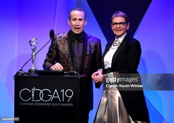 Actor Dianne Wiest presents the Career Achievement Award to honoree Jeffrey Kurland onstage at The 19th CDGA with Presenting Sponsor LACOSTE at The...