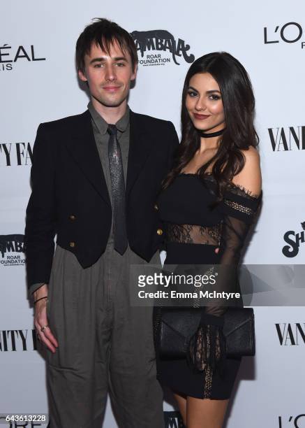 Musician Reeve Carney and actor Victoria Justice attend Vanity Fair and L'Oreal Paris Toast to Young Hollywood hosted by Dakota Johnson and Krista...