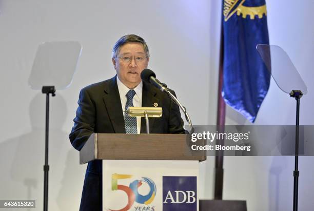 Carlos Dominguez, the Philippines' secretary of finance, speaks during the Asian Development Bank 50th Anniversary reception in Manila, the...