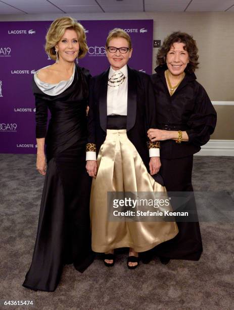Actors Jane Fonda, Dianne Wiest, and Lily Tomlin pose at The 19th CDGA with Presenting Sponsor LACOSTE at The Beverly Hilton Hotel on February 21,...