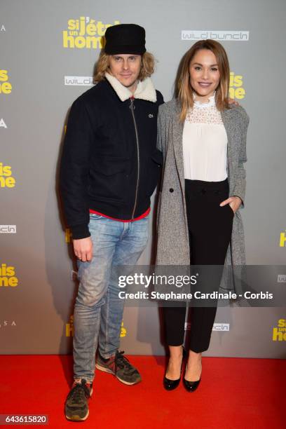 Actors Jean-Baptiste Shelmerdine and Joy Esther attend the 'Si j'etais un Homme' : Paris Premiere at Cinema Gaumont Opera on February 21, 2017 in...