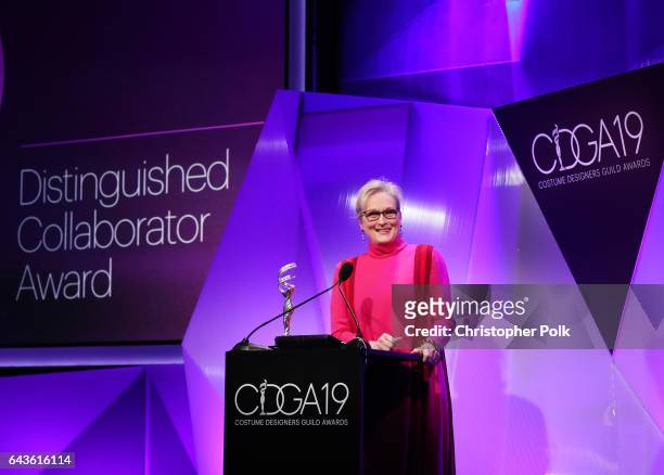 Honoree Meryl Streep accepts the Distinguished Collaborator Award onstage at The 19th CDGA with Presenting Sponsor LACOSTE at The Beverly Hilton...