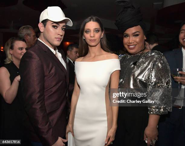 Beauty vloggers Manny Mua and Patrick Starrr and actor Angela Sarafyan attend Vanity Fair and L'Oreal Paris Toast to Young Hollywood hosted by Dakota...