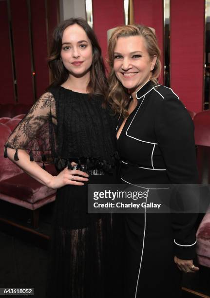 Host Dakota Johnson and Vanity Fair west coast editor Krista Smith attend Vanity Fair and L'Oreal Paris Toast to Young Hollywood hosted by Dakota...