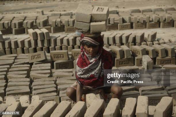 Child working in the brickfield near Postagola. Most of the child laborers do not go to school and most of them were diagnosed with the health...