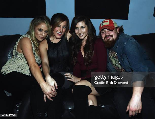 Leah Turner, Mary Sarah, Colby Dee and Andy Buckner backstage during Forget-Me-Not A Night Of Music For Alzheimer's Awareness at 3rd & Lindsley on...