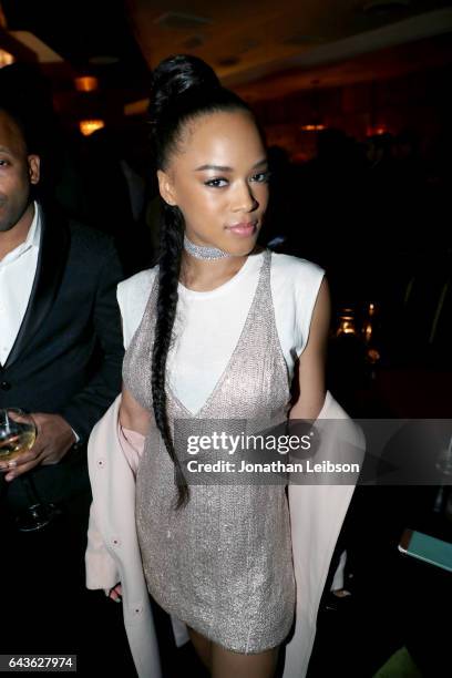 Actor Serayah attends Vanity Fair and L'Oreal Paris Toast to Young Hollywood hosted by Dakota Johnson and Krista Smith at Delilah on February 21,...