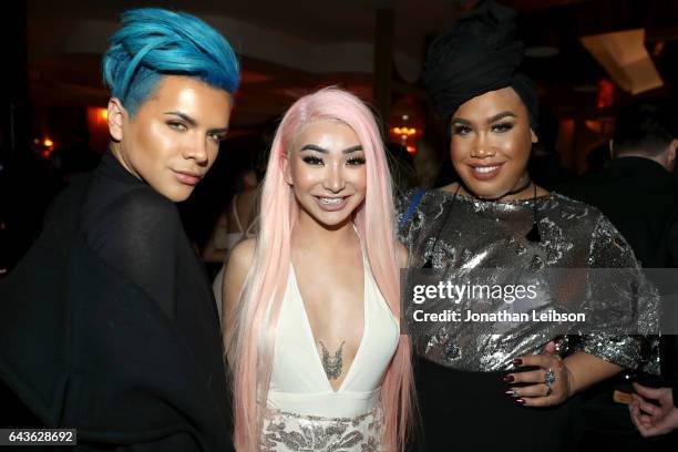 Beauty vloggers Gabriel Zamora, Nikita Dragun and Patrick Starrr attend Vanity Fair and L'Oreal Paris Toast to Young Hollywood hosted by Dakota...